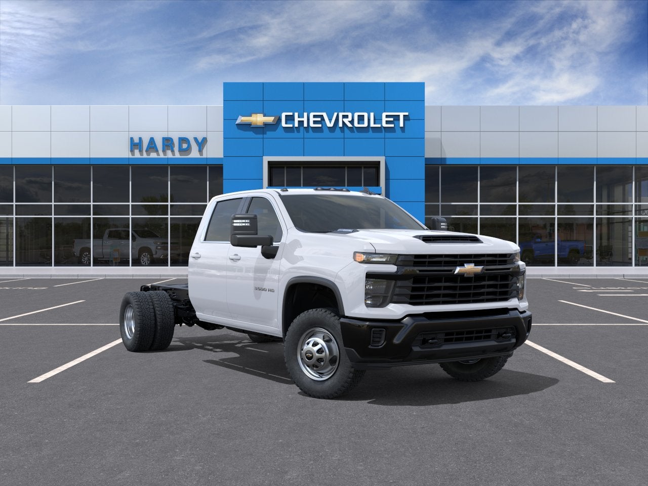 2026 Chevrolet Silverado 3500 HD Chassis Cab Work Truck in Summit White — front three-quarter view