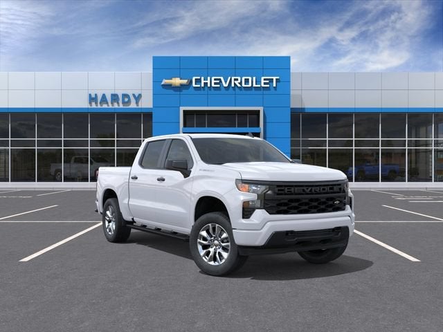 2026 Chevrolet Silverado 1500 Custom in Summit White — front three-quarter view