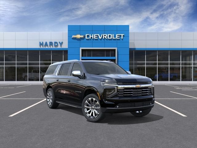 2026 Chevrolet Suburban Premier in Black — front three-quarter view
