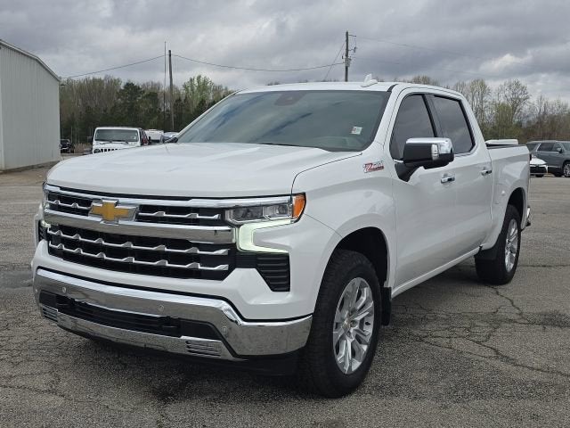 2025 Chevrolet Silverado 1500 LTZ in Summit White — front three-quarter view