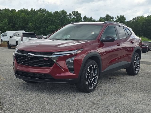 2025 Chevrolet Trax 2RS in Crimson Metallic — front three-quarter view