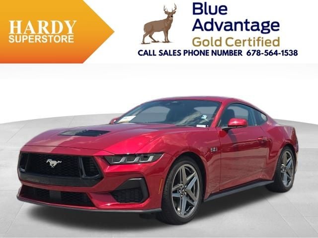 2024 Ford Mustang GT Premium in Red Metallic — front three-quarter view