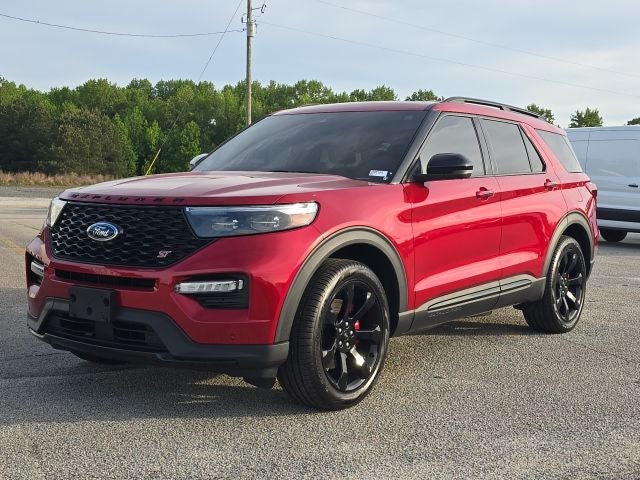 2023 Ford Explorer ST in Red Metallic — front three-quarter view