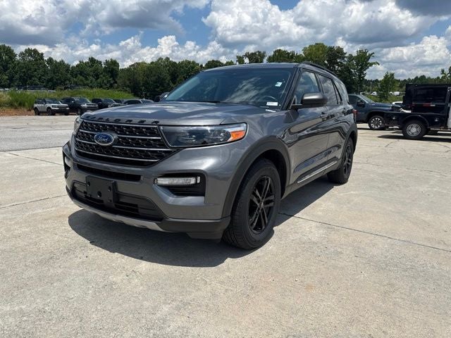 2022 Ford Explorer XLT in Gray Metallic — front three-quarter view