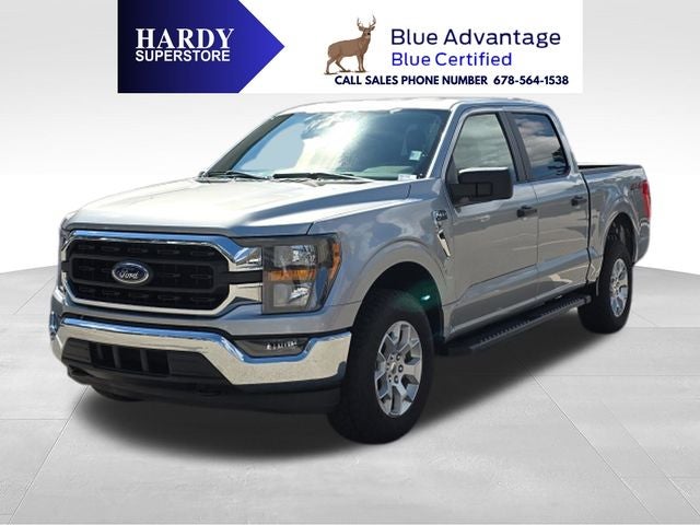 2023 Ford F-150 XLT in Silver Metallic — front three-quarter view